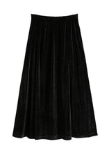 Load image into Gallery viewer, Plus Size Black Wrinkled Elastic Waist Patchwork Velour Skirts Fall