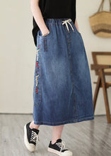 Load image into Gallery viewer, Plus Size Blue Embroideried Pockets Denim Skirts Summer