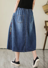 Load image into Gallery viewer, Plus Size Blue Embroideried Pockets Denim Skirts Summer