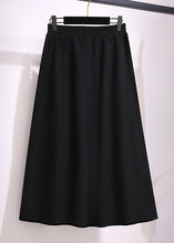 Load image into Gallery viewer, Plus Size Brown Wrinkled Elastic Waist Patchwork Cotton Skirts Fall