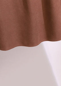 Plus Size Brown Wrinkled Elastic Waist Patchwork Cotton Skirts Fall