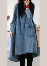 Load image into Gallery viewer, Plus Size Denim Blue U Neck Dress Large Hem Spring Mid Dress