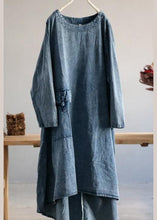 Load image into Gallery viewer, Plus Size Denim Blue U Neck Dress Large Hem Spring Mid Dress