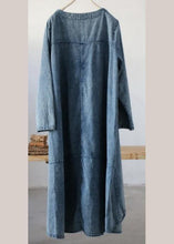 Load image into Gallery viewer, Plus Size Denim Blue U Neck Dress Large Hem Spring Mid Dress