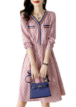 Load image into Gallery viewer, Plus Size Fine Pink Print Patchwork Spring Dresses