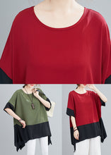 Load image into Gallery viewer, Plus Size Green O Neck Patchwork Chiffon T Shirts Top Summer