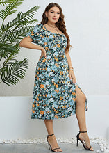 Load image into Gallery viewer, Plus Size Green Print Asymmetrical Side Open Patchwork Chiffon Dress Summer