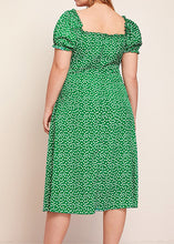 Load image into Gallery viewer, Plus Size Green Square Collar Dot Print Chiffon Maxi Dresses Summer