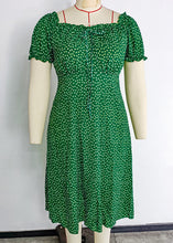 Load image into Gallery viewer, Plus Size Green Square Collar Dot Print Chiffon Maxi Dresses Summer