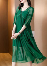 Load image into Gallery viewer, Plus Size Green V Neck Ruffled Chiffon Party Dress Bracelet Sleeve