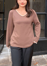 Load image into Gallery viewer, Plus Size Khaki Ruffled Patchwork Cotton Blouses Fall