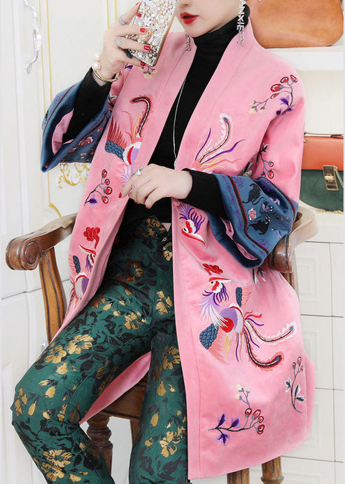 Plus Size Pink Oriental Velour warm Winter Coats