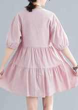 Load image into Gallery viewer, Plus Size Pink V Neck Cinched Ankle Summer Cotton Dress