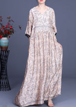 Load image into Gallery viewer, Plus Size Pink V Neck Silk Maxi Dress Half Sleeve