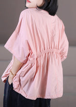 Load image into Gallery viewer, Plus Size Pink Wrinkled Drawstring Cotton Pullover Sweatshirt Top Summer