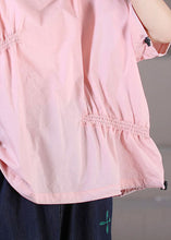 Load image into Gallery viewer, Plus Size Pink Wrinkled Drawstring Cotton Pullover Sweatshirt Top Summer