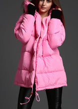 Load image into Gallery viewer, Plus Size Pink hooded drawstring Winter Duck Down Coat