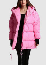 Load image into Gallery viewer, Plus Size Pink hooded drawstring Winter Duck Down Coat