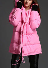 Load image into Gallery viewer, Plus Size Pink hooded drawstring Winter Duck Down Coat