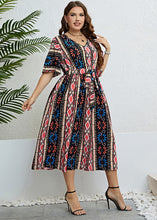 Load image into Gallery viewer, Plus Size Print Tie Waist Silk Maxi Dresses Summer