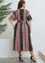 Load image into Gallery viewer, Plus Size Print Tie Waist Silk Maxi Dresses Summer