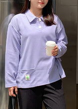 Load image into Gallery viewer, Plus Size Purple Oversized Tie Waist Cotton Top Fall