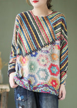 Load image into Gallery viewer, Plus Size Rainbow O-Neck Print Fall Knitted Sweaters