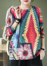 Load image into Gallery viewer, Plus Size Rainbow O-Neck Print Fall Knitted Sweaters