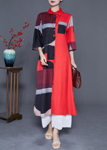 Load image into Gallery viewer, Plus Size Red Asymmetrical Print Silk Maxi Dress Summer