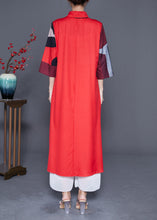 Load image into Gallery viewer, Plus Size Red Asymmetrical Print Silk Maxi Dress Summer