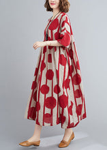 Load image into Gallery viewer, Plus Size Red Oversized Print Cotton Vacation Dress Summer