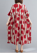 Load image into Gallery viewer, Plus Size Red Oversized Print Cotton Vacation Dress Summer