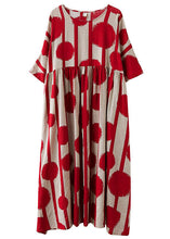 Load image into Gallery viewer, Plus Size Red Oversized Print Cotton Vacation Dress Summer