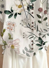 Load image into Gallery viewer, Plus Size White O Neck Print Patchwork Linen T Shirts Tops Summer