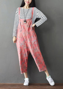 Plus size Pink Print wide leg pants Jumpsuits Spring