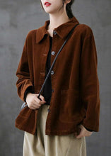 Load image into Gallery viewer, Purple Loose Pockets Shirt Top Long Sleeve Corduroy Coat