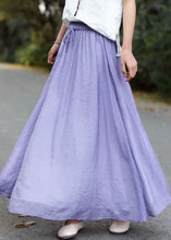 Load image into Gallery viewer, Purple Patchwork Cotton Skirts Elastic Waist Wrinkled Summer