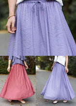 Load image into Gallery viewer, Purple Patchwork Cotton Skirts Elastic Waist Wrinkled Summer