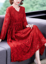 Load image into Gallery viewer, Red Lace Long Dress Slim Fit Exra Large Hem Spring