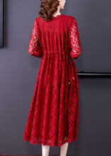 Load image into Gallery viewer, Red Lace Long Dress Slim Fit Exra Large Hem Spring