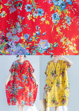 Load image into Gallery viewer, Red Print Cotton Long Dress Oversized Pockets Summer