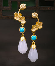 Load image into Gallery viewer, Regular Silk Sterling Silver Inladi Pearl Turquoise Drop Earrings