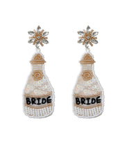 Load image into Gallery viewer, Regular White Hand Knitting Rice Ball Graphic Wine Bottle Drop Earrings