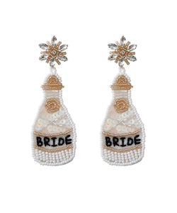 Regular White Hand Knitting Rice Ball Graphic Wine Bottle Drop Earrings