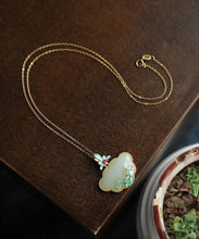 Load image into Gallery viewer, Retro Blue Sterling Silver Gilded Inlaid Cloisonne Jade Pendant Necklace