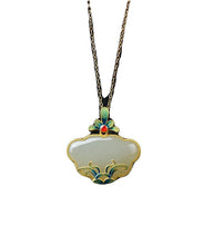 Load image into Gallery viewer, Retro Blue Sterling Silver Gilded Inlaid Cloisonne Jade Pendant Necklace