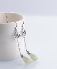 Load image into Gallery viewer, Retro Cyan Sterling Silver Jade Plum Blossom Drop Earrings