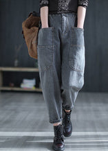 Load image into Gallery viewer, Retro Grey Patchwork Elastic Waist Crop Jeans Summer