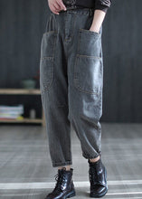 Load image into Gallery viewer, Retro Grey Patchwork Elastic Waist Crop Jeans Summer