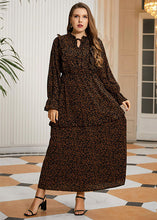 Load image into Gallery viewer, Retro Khaki Ruffled Patchwork Print Cotton Maxi Dress Long Sleeve